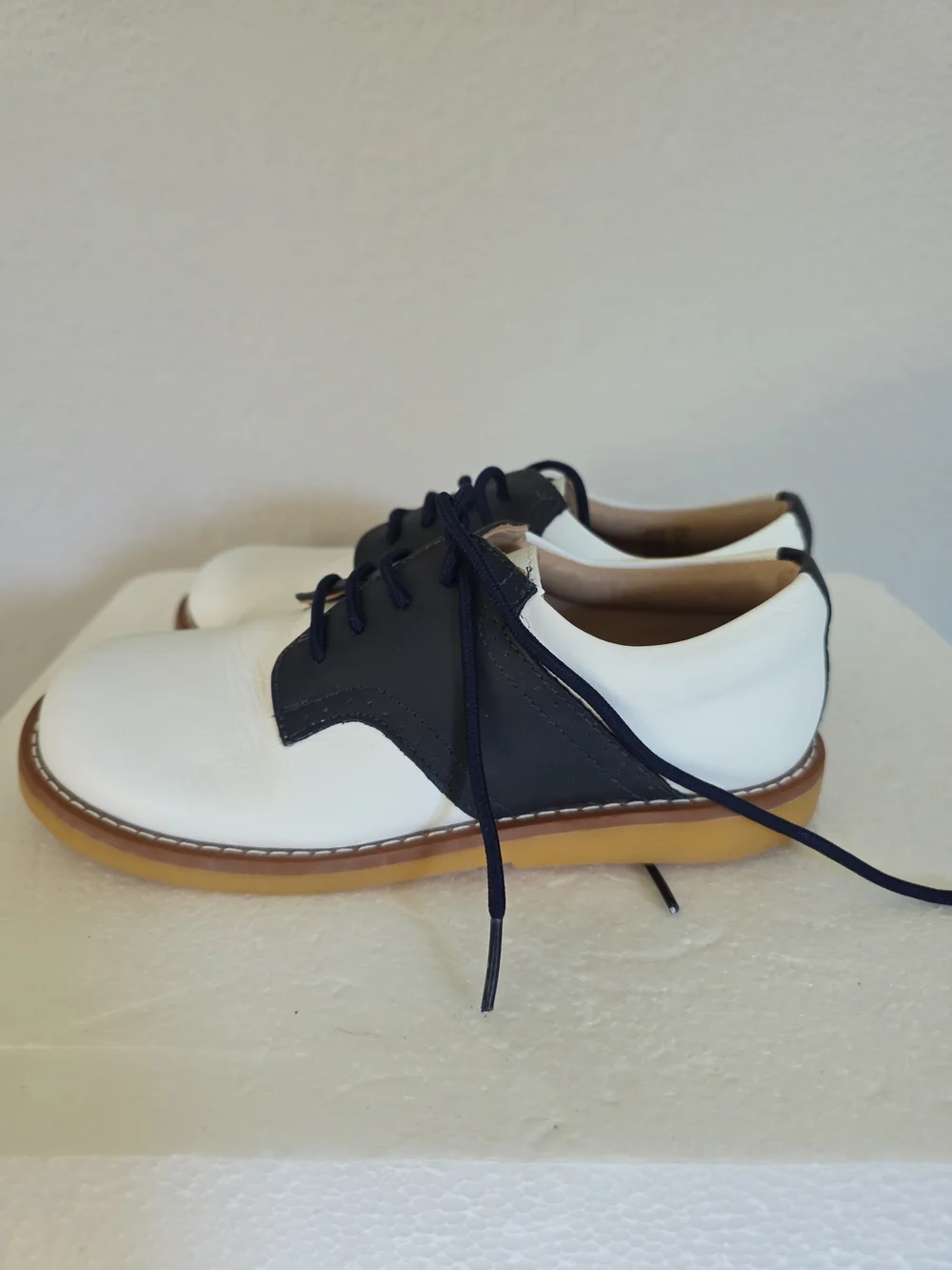 Elephantito White and Navy Lace-Up Oxfords